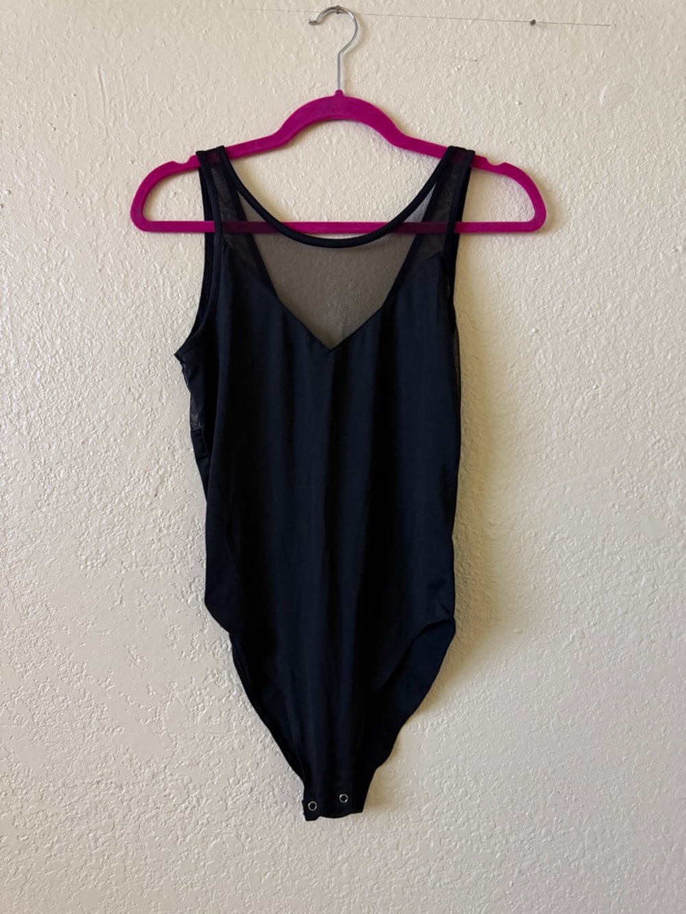 Kendall & Kylie Black Sheer V-Neck Bodysuit